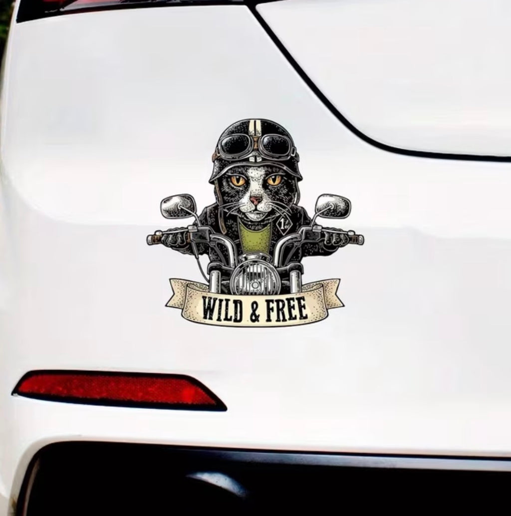 Biker cat sticker