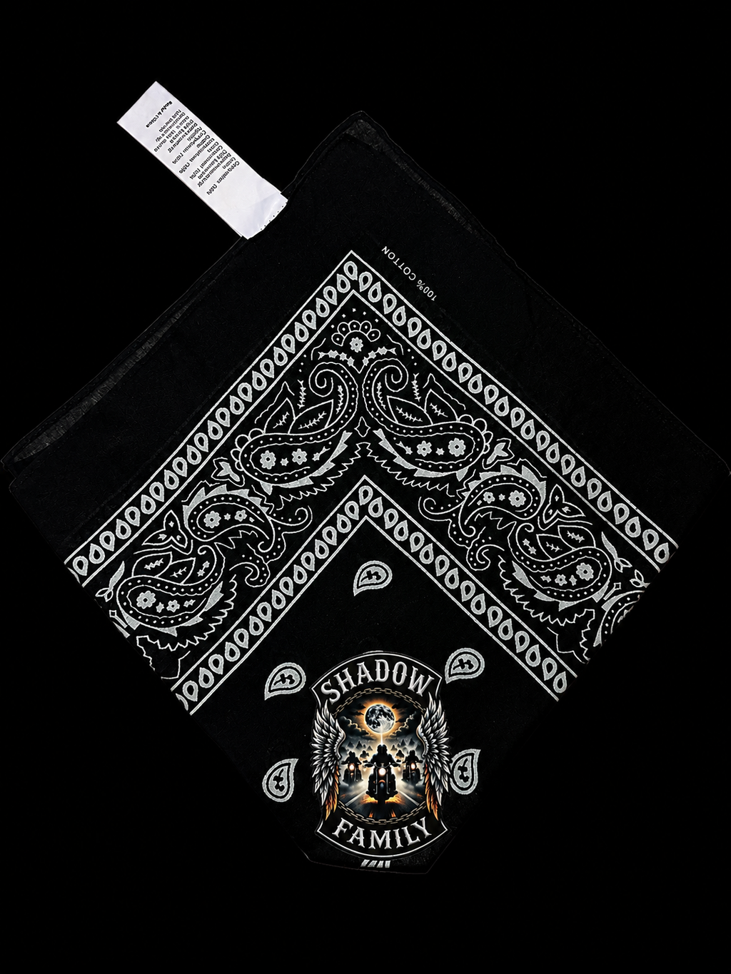 Black bandana shadow family 100% cotton