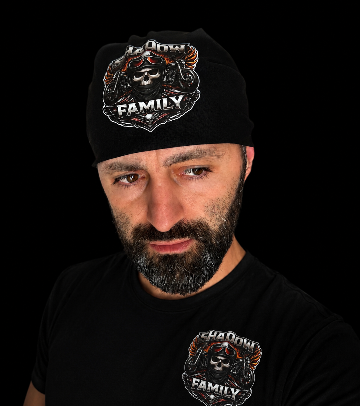 Black bandana shadow family 100% cotton