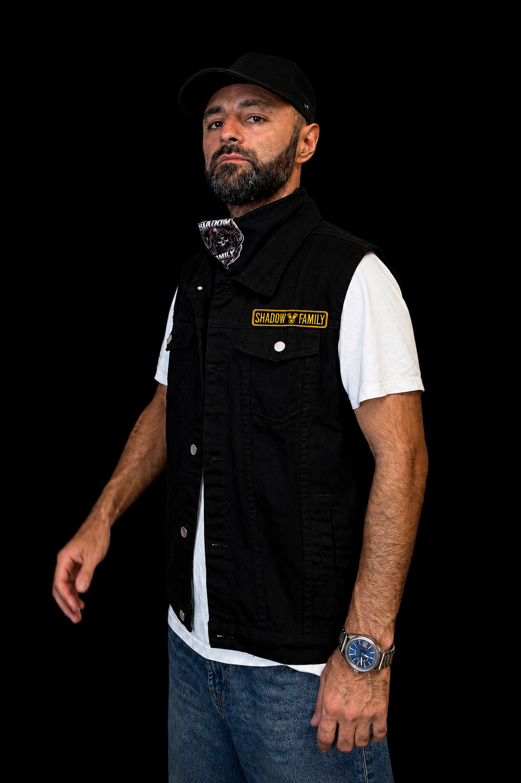 black denim vest