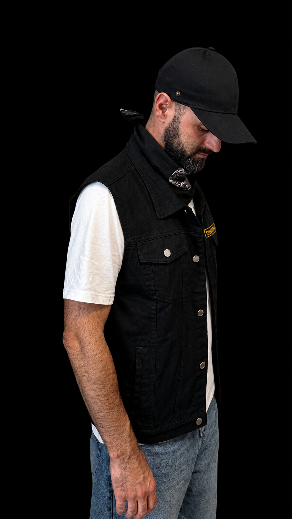 black denim vest
