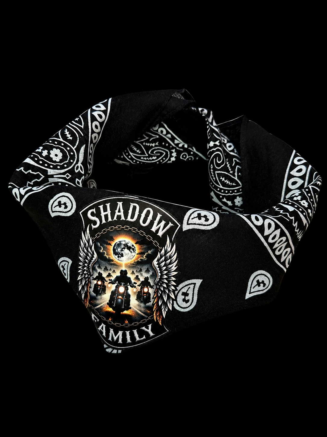 Black bandana shadow family 100% cotton