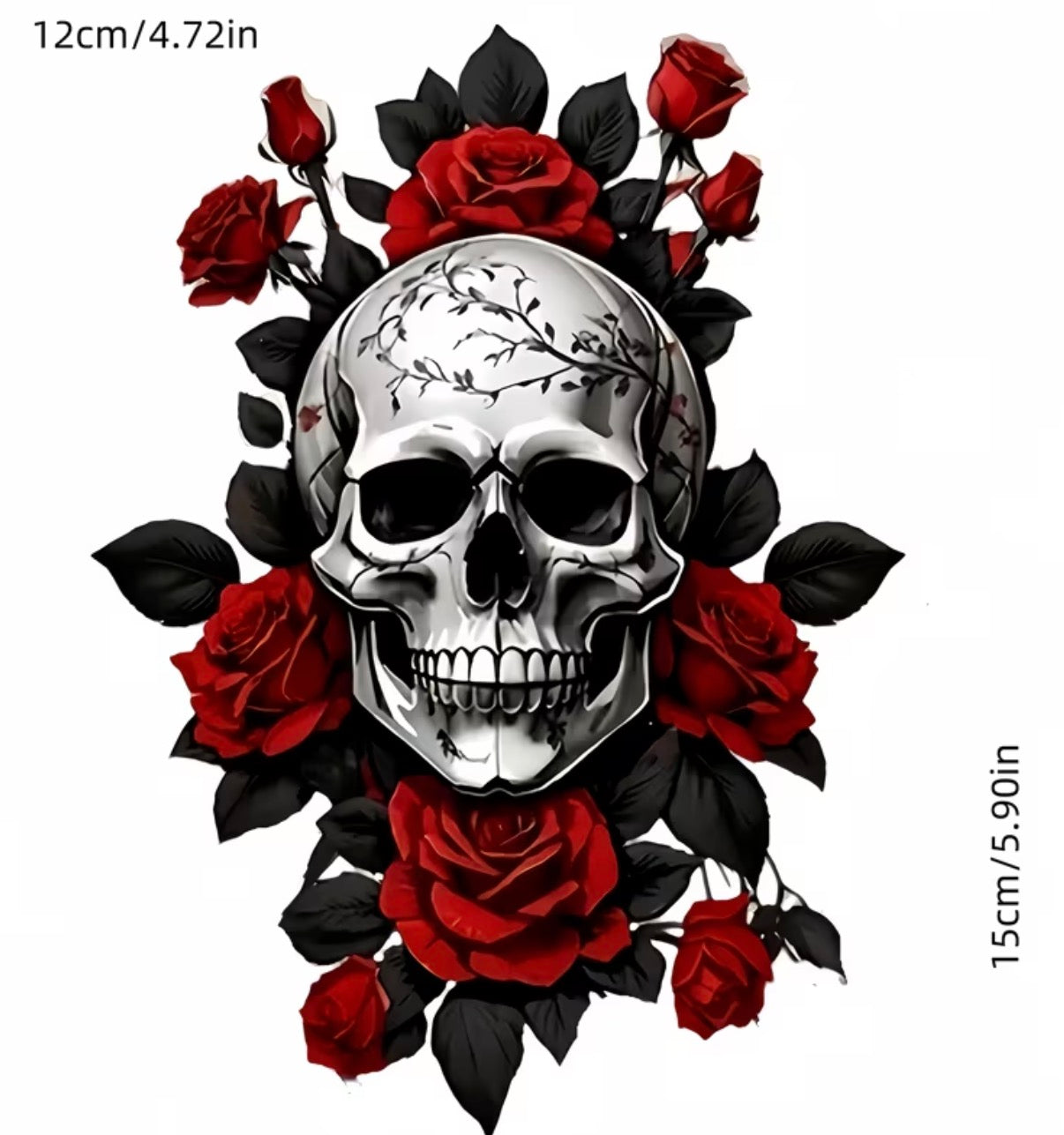 sticker skull and red rose