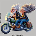 Sticker of an older biker couple